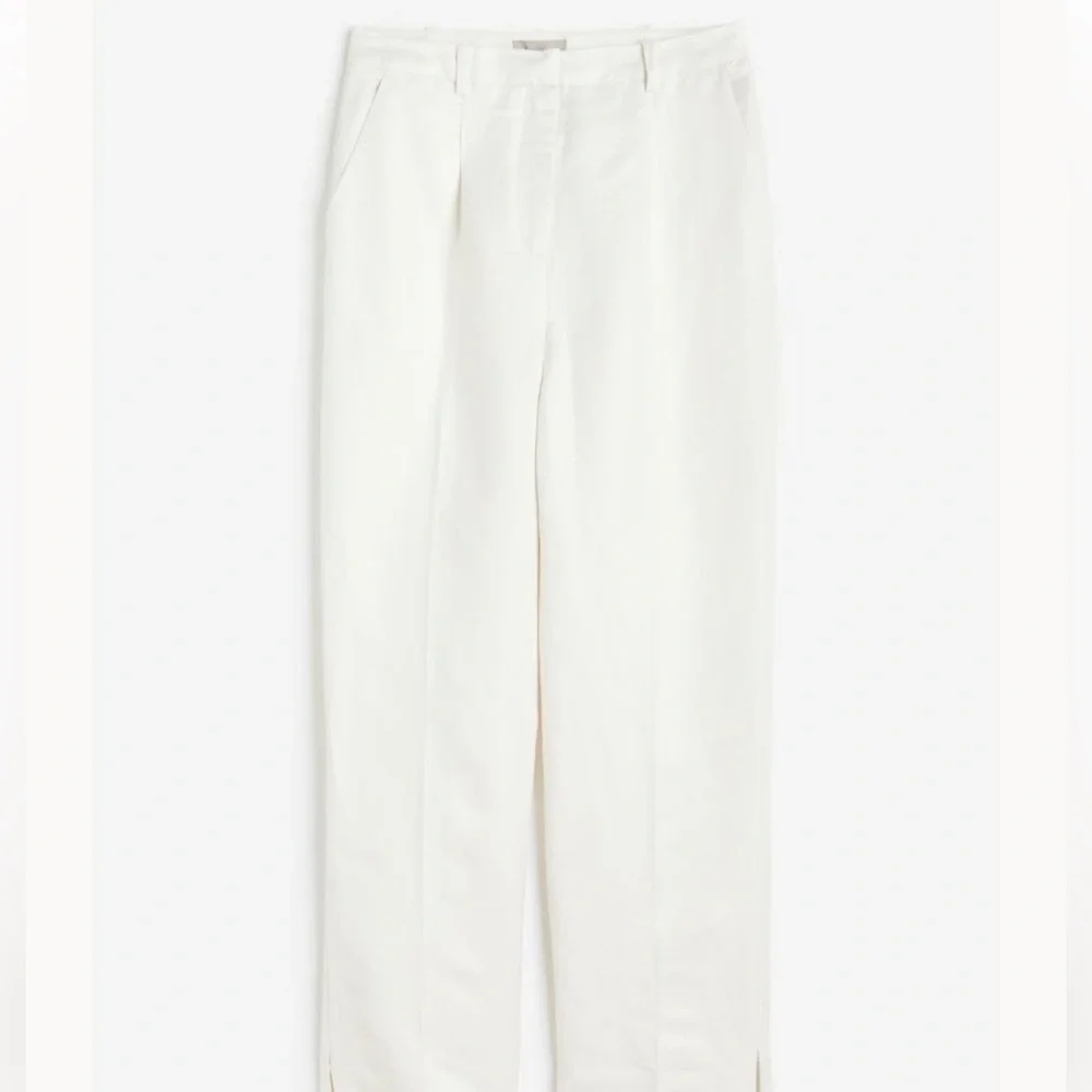LINEN WHITE BAGGY NEUTRAL TROUSERS SIZE 12 NWT